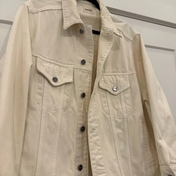 KHAITE Ivory Grizzo Oversized Denim Jacket, S - Picture 3 of 7
